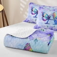 thumbnail image 4 of Homewish Purple Butterfly Twin Quilt Set For Girls,Garden Flower Floral Twin Coverlet Set,Initial A,2 Pieces, 4 of 7