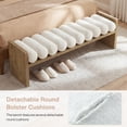 thumbnail image 6 of Tribesigns 59'' Wooden Entryway Bench with Boucle Cushion, Upholstered Fabric End of Bed Bench for Living Room (Removable Cushion), 6 of 7