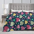 thumbnail image 2 of LNWH Cute Knit Love Print Pattern Throw Blanket, Flannel Sofa Blankets for All Seasons, 50"x40", 2 of 8