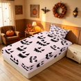 thumbnail image 5 of Homewish Pumpkin Lantern Twin Sheets for Girls, Happy Halloween Theme Bedding, Pink Black, 3 Pieces (1 Flat Sheet, 1 Fitted Sheet and 1 Pillowcase), 5 of 6