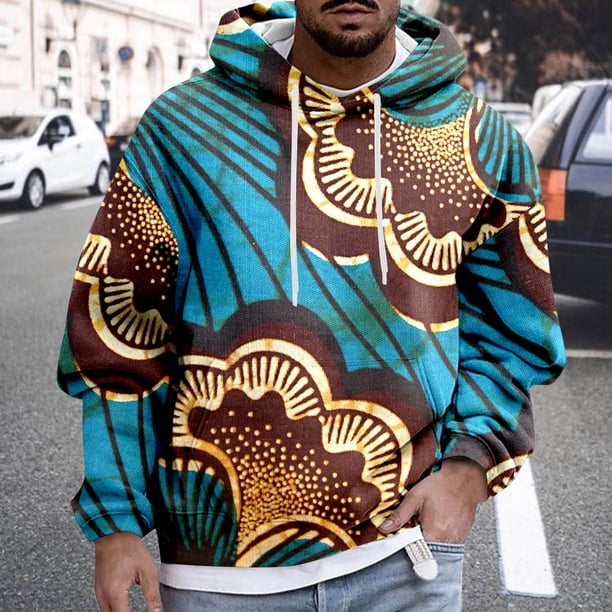WILLBEST Sudaderas Deportivas Hombre Hombres Viento Africano Manga Larga Estampados Cálido Sudadera con Capucha Pulóver Tops Sudor Chica