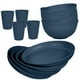 thumbnail image 1 of XmhyTop-A Juego de 12 platos llanos, Vajilla para comidas familiares, vajilla de cocina de paja de trigo, para 4 personas, color azul oscuro, 1 of 5