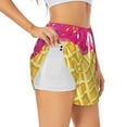 thumbnail image 2 of Haiem Red Ice Cream Women's 2 in 1 Running Shorts - Lightweight Athletic Workout Gym Yoga Breathable Sports Shorts Liner with Phone Pockets-Large, 2 of 9