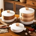 thumbnail image 3 of Ceramic Clay Pot And Bamboo Steamer,Steamer Pots,Soup Pot,Steam Stew Pot,Multifunction Stovetop Cooking Pot For Dumpling Pastry Stew Sou, 3 of 9