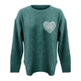 thumbnail image 5 of Women's Hand-Crochet Detail Sweater, 3D Floral Embroidered Pullover, Casual Crewneck Knit Top, Boho Chic Long Sleeve Blouse, Lightweight Textured Pullover Blackish Green L, 5 of 10