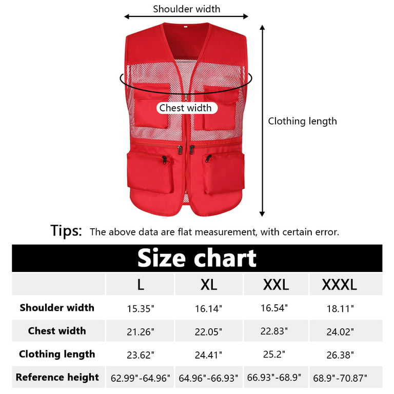 Toma NERIES Summer Fishing Jacket with Front Pockets Multiple Size Zipper  Waistcoat Men's Outerwear Vests Outdoor Games Accessories Red/XXXL
