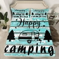 thumbnail image 2 of Manfei Happy Camping Twin Sheet Sets,Old Barn Door Twin Fitted Sheet,Blue Black Flat Sheet For Girls,Ultra Soft Home Decor,3pcs, 2 of 7