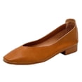 thumbnail image 2 of Viluyesy Womens Loafers Square Toe Faux Leather Slip On Arch Support Casual Work Cushioned Low Block Heel Shoes Brown Size US7.5, 2 of 7