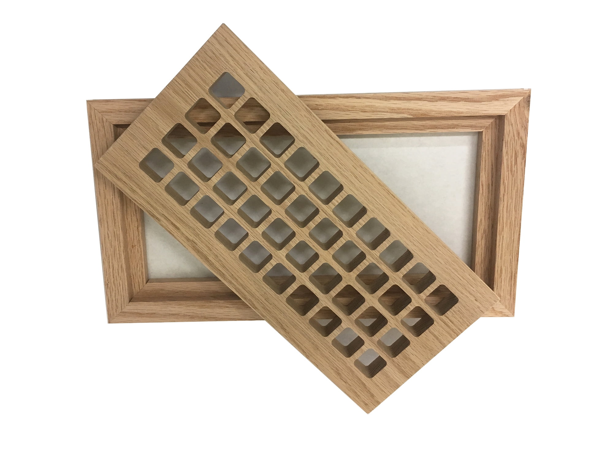 4 Inch x 10 Inch Red Oak Hardwood Vent Floor Register Flush Mount, Eggcrate Style, Unfinished