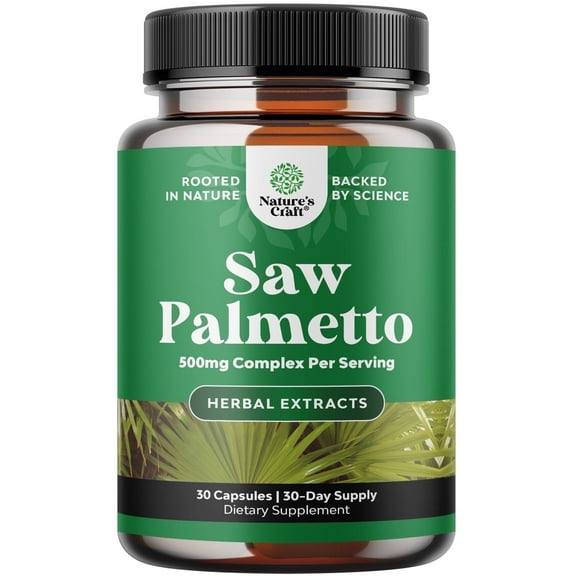 Natures Craft Extra Strength Saw Palmetto Supplement for Prostate Health and Urinary Support, 30 Ct