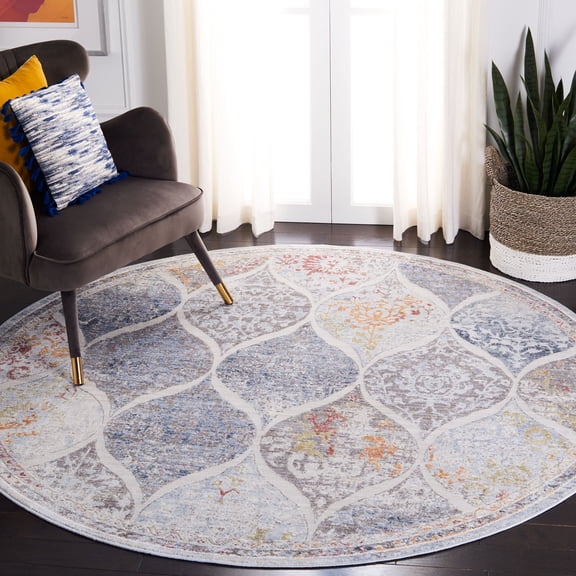 Safavieh History Dina Distressed Area Rug, Gray/Gold, 6'7" x 6'7" Round