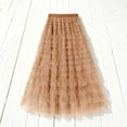 thumbnail image 4 of Ygbgbb Women's Tiered Tulle Maxi Skirt High Waisted Fluffy Long Skirt Flowy A-Line Skirt Lightweight Solid Tulle Skirt for Wedding Guest Party and Special Occasions Khaki M, 4 of 4