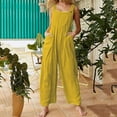 thumbnail image 2 of Simua Women Baggy Sleeveless Slip Cotton Linen Jumpsuit Loose Long Romper Harem Pants Overalls Dungaree Outfit Pocket, 2 of 7
