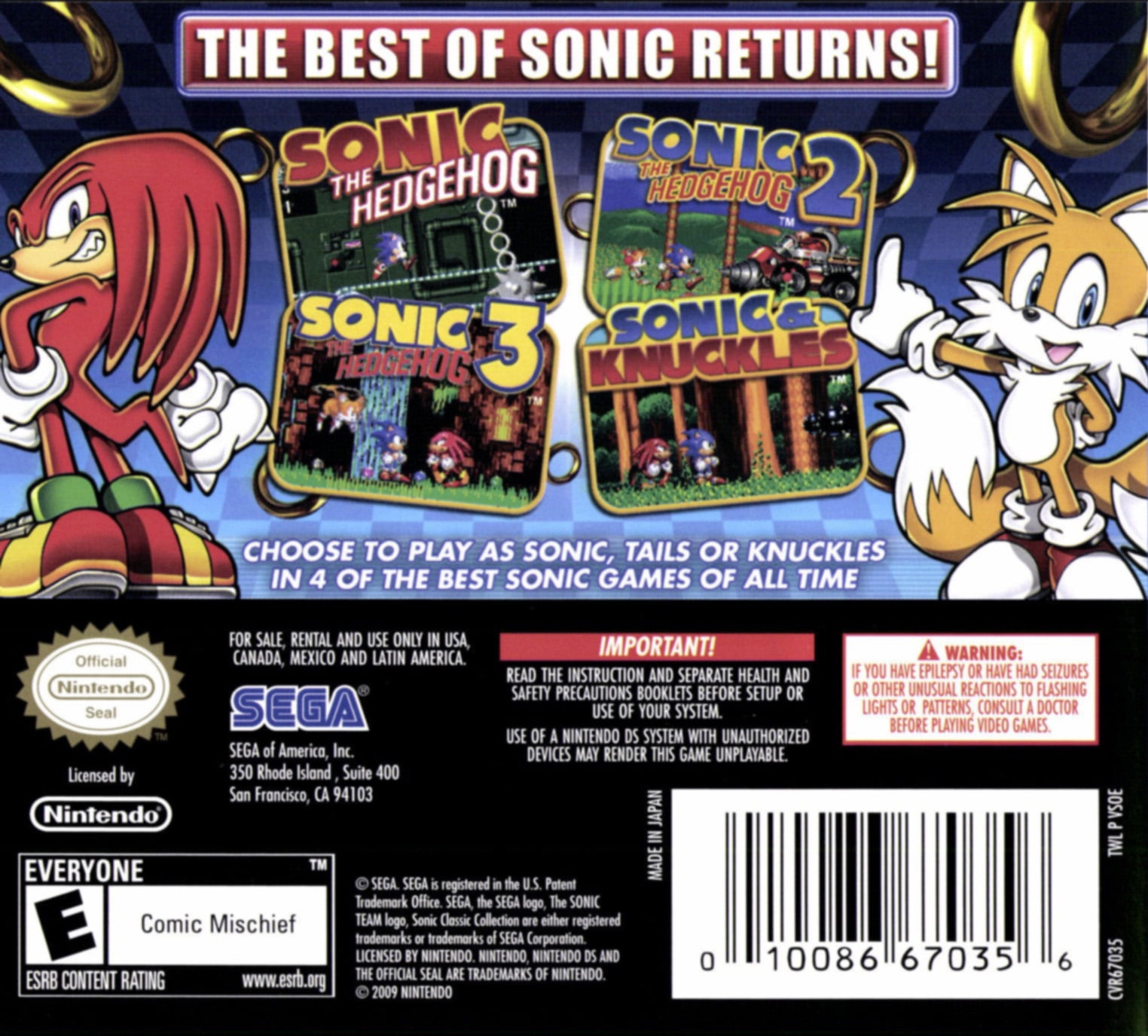 Sonic Classic Collection Nintendo DS Box Art Cover by soniciscool