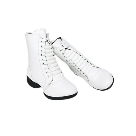 

Fangasis Ladies Lightweight High Ballet Shoes Pointed Toe Nonslip Dancing Ankle Boots Teaching Slip Resistant Mid Calf Booties Cotton Lined White 5