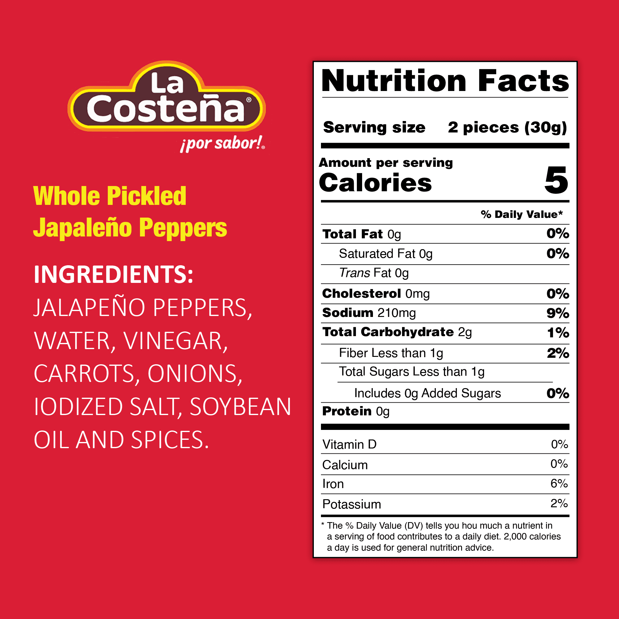 Pack of 12, La Costena Pickled Whole Jalapeño Peppers, 12 oz