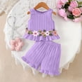 thumbnail image 5 of Amidoa Girls 2 Piece Outfits Summer Clothes Tank Top Sleeveless Solid Color Cute T-Shirt and Casual Shorts Kids Clothing Sets Purple Size 6, 5 of 9