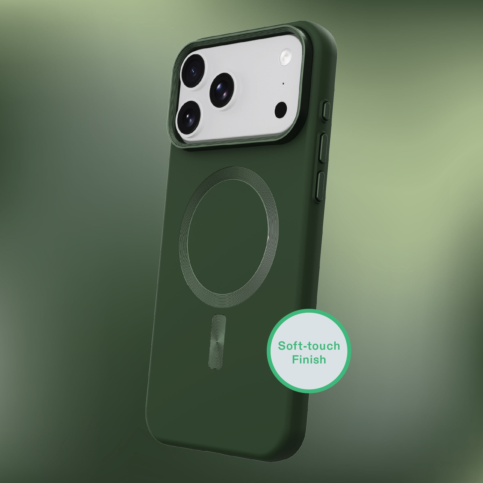 onn Soft Touch Phone Case for iPhone 18 Pro Max / 17 Pro Max, MagSafe Compatible - Forest Green