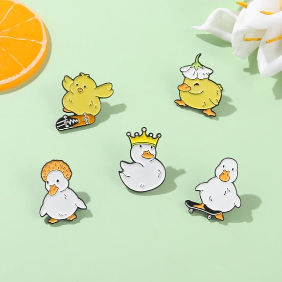 SmartBy Cartoon Brooch Cute White/Yellow Duck Brooch Alloy Pins Elegant Costume Accessories Funny Animal Enamel Brooch Pin Bag Lapel Badge Jewelry Gift