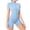 Sky Blue, variant on Women's Short Sleeve Bodysuit Tummy Control Romper Spandex Workout Summer Casual Zip Up Leotard Coffee Small
