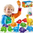 thumbnail image 1 of Tewiwap Abc Matching Dinos Alphabet Learning Toy Dinosaurios para niños pequeños Juguetes para niños 4-6 Montessori Juguetes de aprendizaje para 3 4 5 años Juguetes de motricidad fina (13 piezas de di, 1 of 5