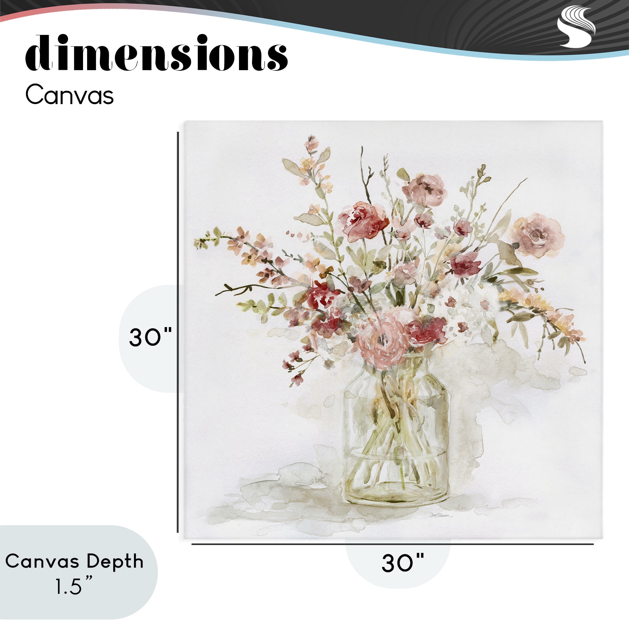 Stupell Industries Springtime Blooms in Glass Vase Canvas Wall Art, design by Carol Robinson