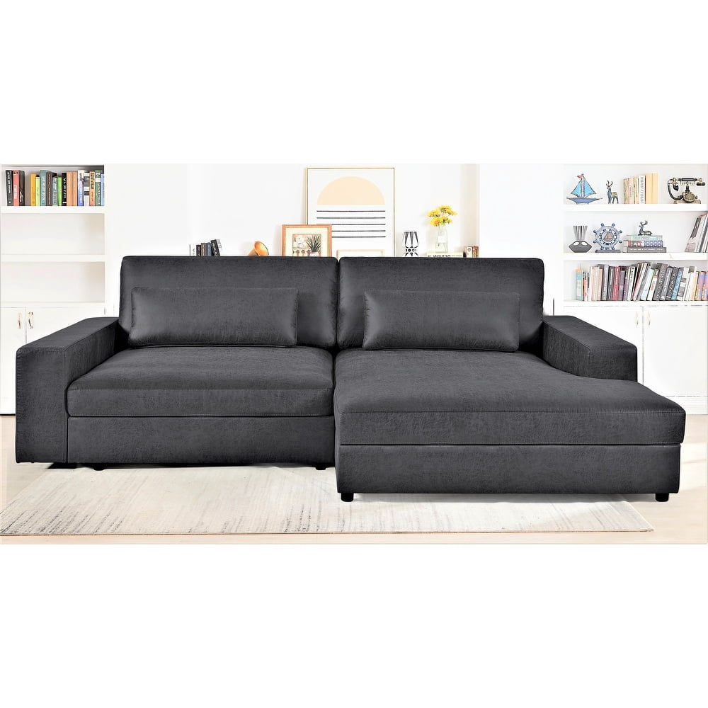 US Pride Furniture 105.52''W Oversized Right Faing Chaise Sectional Sofa, Black