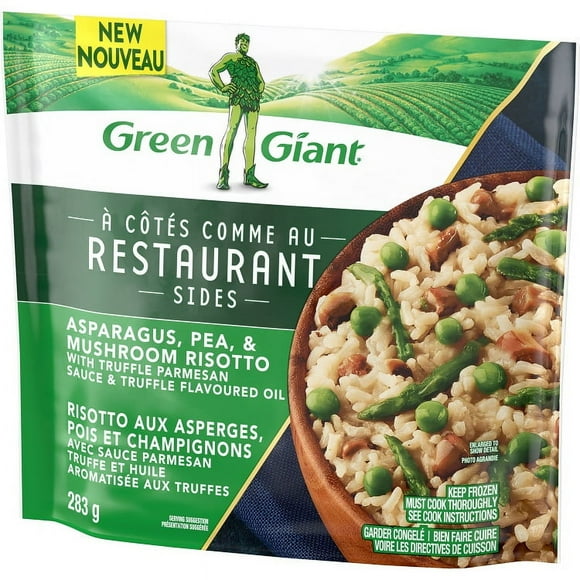 Green Giant Restaurant Sides Asparagus, Pea & Mushroom Risotto With Truffle Parmesan Sauce & Truffle Flavoured Oil 283 g, Ggc Rs Aspgs P Mrm Risot 283g