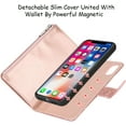 thumbnail image 4 of for iPhone Xs/iPhone X Wallet Case,[6 Card Slots] [Zipper Cash Pocket] [Wrist Strap] Detachable 2 in 1 Magnetic Leather Slim Cover Case for iPhone Xs for Girl Women,5.8" Bling Rosepink, 4 of 17