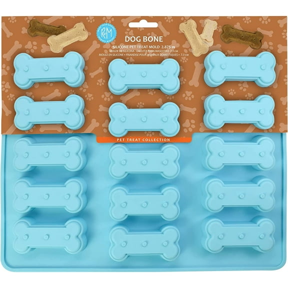 R & M International Dog Bone Blue Silicone Mold for Pet Treats, Candy, Chocolate
