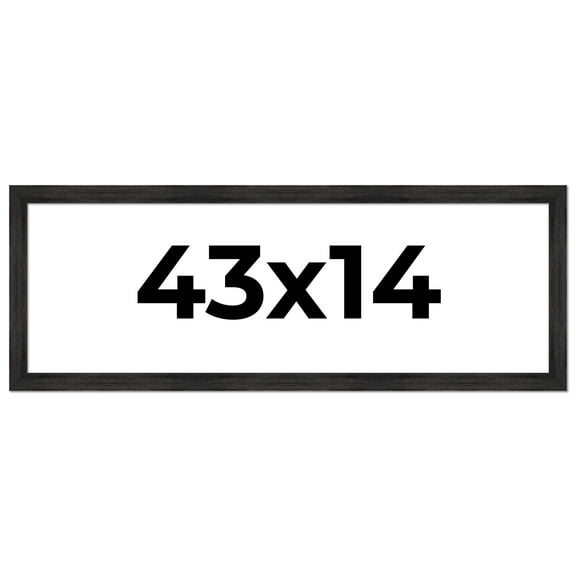 43x14 Frame Black Rustic Barnwood Solid Wood Picture Frame | 1.5 Inch Moulding Width | Includes UV