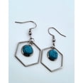 thumbnail image 6 of Round Turquoise Hexagon Silver Dangle Earrings RTHSDE, 6 of 6