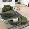thumbnail image 4 of Triple Tree Modern Fabric Solid Print Swivel Armchair with 4 Pillows and Moon Storage Ottoman, Green, 4 of 7