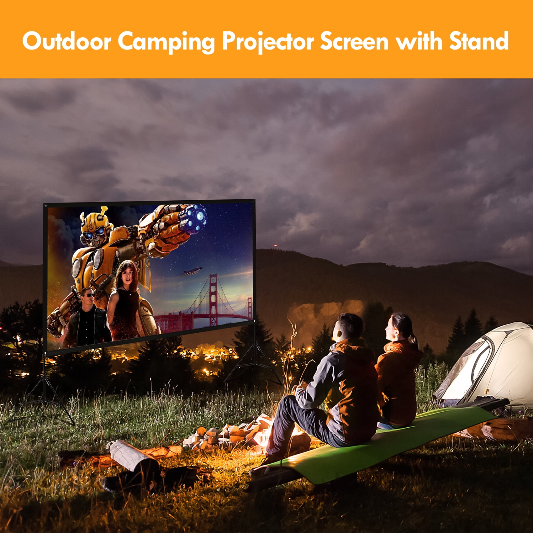 Projector Screen With Stand,100 Inch Portable Projector Screen 16:9 HD - View #9