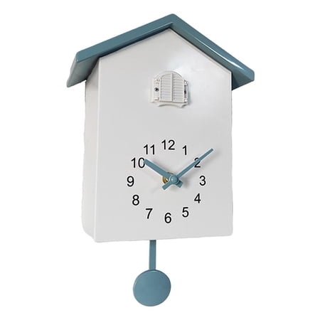 Cuckoo Wall Clock Birdhouse Decorative Hanging Clock, Natural Bird Voices Telling Time Pendulum Clocks Wall decor for Living Room kitchen and office - Grey