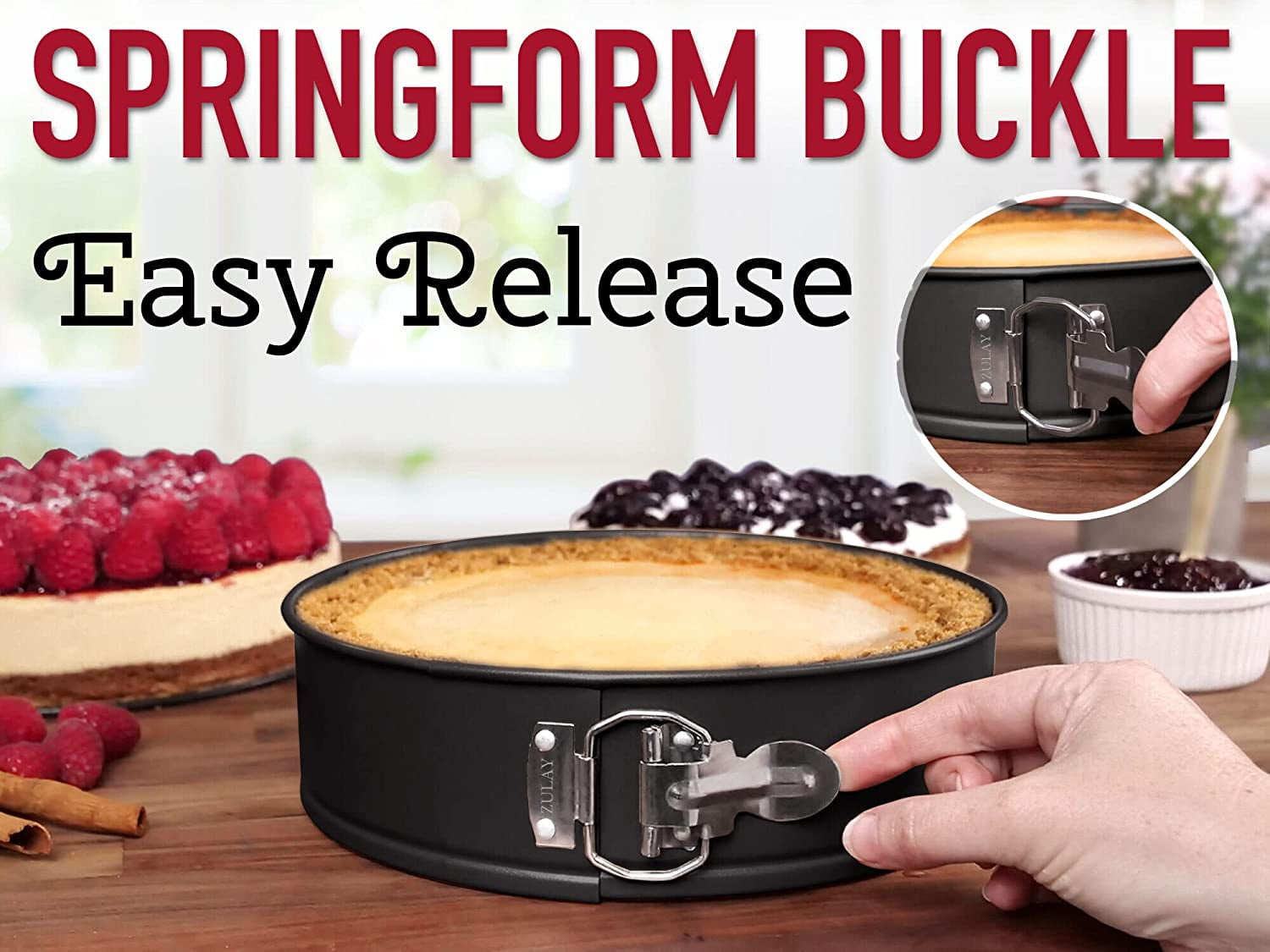 Zulay Premium Springform Pan 9 Inch Nonstick Cheesecake Pan With Removable Bottom No Need