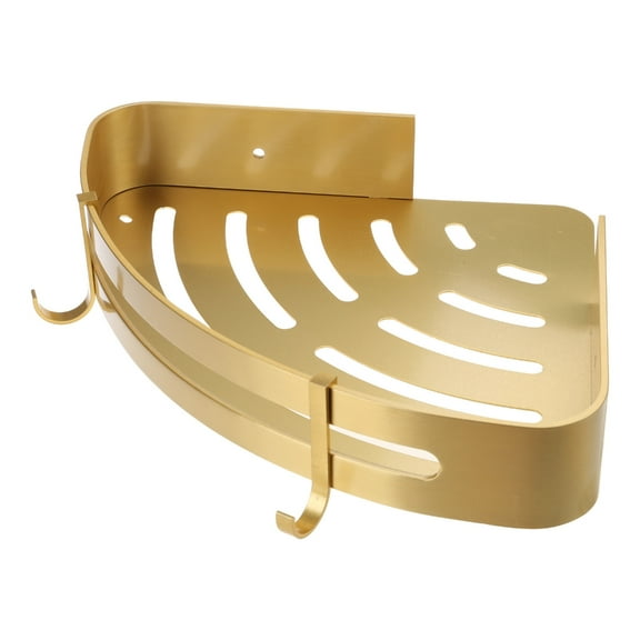 Bathroom Shelf Shower Organiser Bath Shampoo Holder Wall Mounted Adhesive Corner Shelf with 2 Hooks