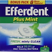 Efferdent Plus Mint Anti-Bacterial Minty Clean Denture Cleanser, 44ct