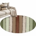 thumbnail image 2 of 4ft Round Rug, Sage Green Non-Skid Rubber Backing Large Area Rugs - Living Room Bedroom Home Office, Farmhouse Wood Grain Vintage Brown Striped Indoor Floor Mat Carpets Washable Rug, 2 of 9