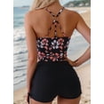 thumbnail image 3 of New black printed adjustable strap boxer shorts tankini, 3 of 4