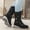 Black, variant on Women's Waterproof Winter Snow Boots, Knee-High Faux Suede Lace-Up Warm Boots with Knit Cuff & Buckle Detail