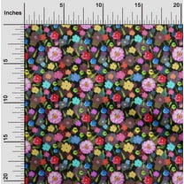 oneOone Polyester Lycra Black Fabric Florals Dress Material Fabric Print Fabric By The Yard 56 Inch Wide