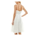 thumbnail image 2 of CITY STUDIO Womens White Eyelet Zippered Scalloped Lined Spaghetti Strap Square Neck Knee Length Fit + Flare Dress Juniors 9, 2 of 2