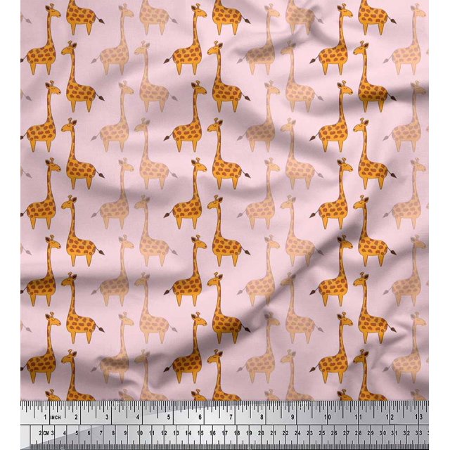 Soimoi Rayon Fabric Giraffe Kids Decor Fabric Printed Yard 42 Inch Wide