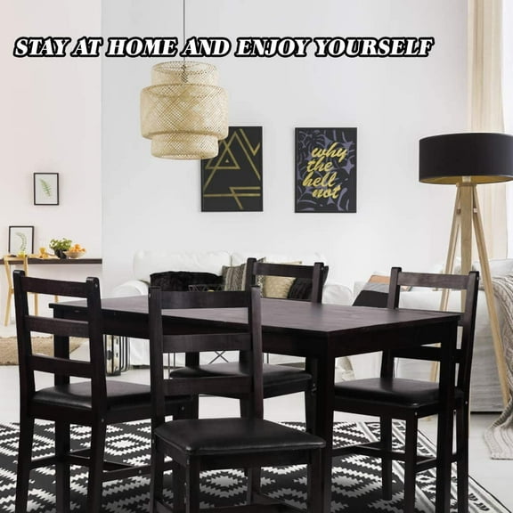 FDW Dining Table Set Pine Wood Kitchen Dining Room Table Dinette Table with 4 Chairs 28.7"