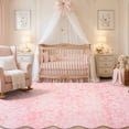 thumbnail image 3 of Moynesa 8'x10' Floral Scalloped Large Area Rugs for Living Room Vintage Distressed Pink Bedroom Rug, Washable Cottage Boho Accent Rug for Apartment Playroom Office Low Pile Non Slip, 3 of 11