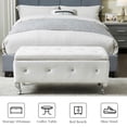 thumbnail image 5 of Storage Ottoman Bench, Faux Leather Upholstered Entryway Bench with Crystal Buttons and Silver Metal Legs, Large Storage Bench for End of Bed, Living Room, Bedroom, Entryway, White, 5 of 8