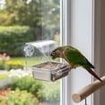 Picture of Chew-Proof Stainless Steel & Acrylic Bird Feeder Bowl, Splash Guard ...