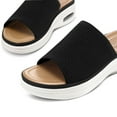 thumbnail image 2 of Pennysue Women's Knit Platform Sandals Black Slide Sandals With Air Cushion 8M, 2 of 6