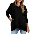 thumbnail image 2 of Sweatshirts For Women Loose Fit Women's Fashion V-Neck Button Solid Color Long Sleeve Pocket Sweatshirt Top, 2 of 5